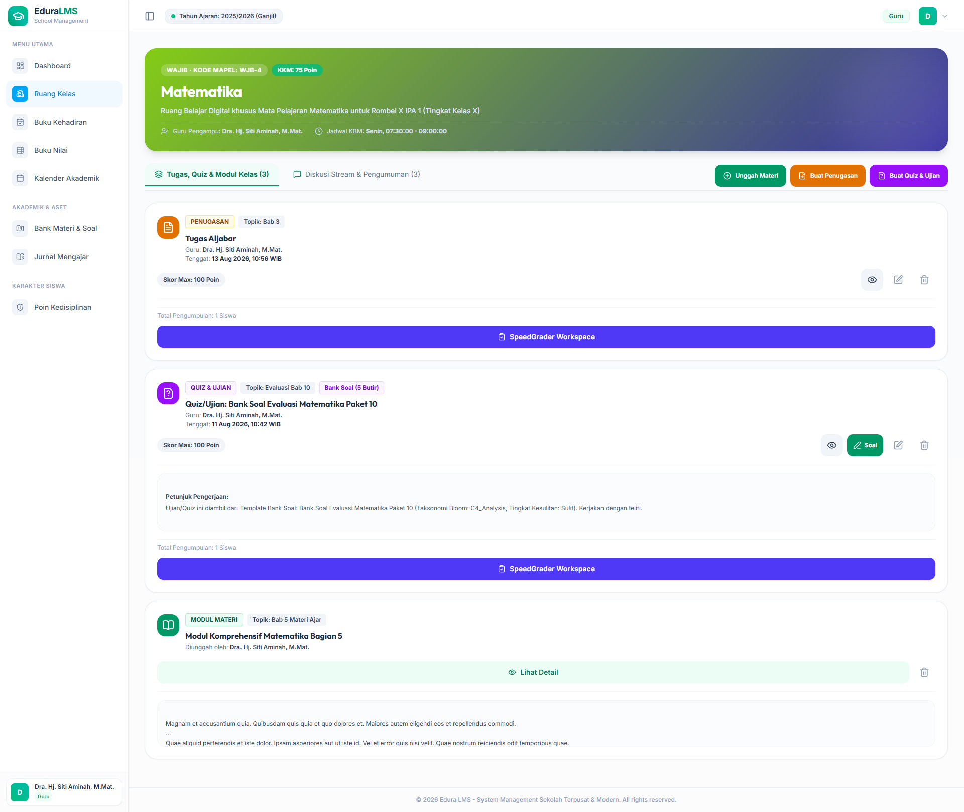 Preview Dashboard LMS