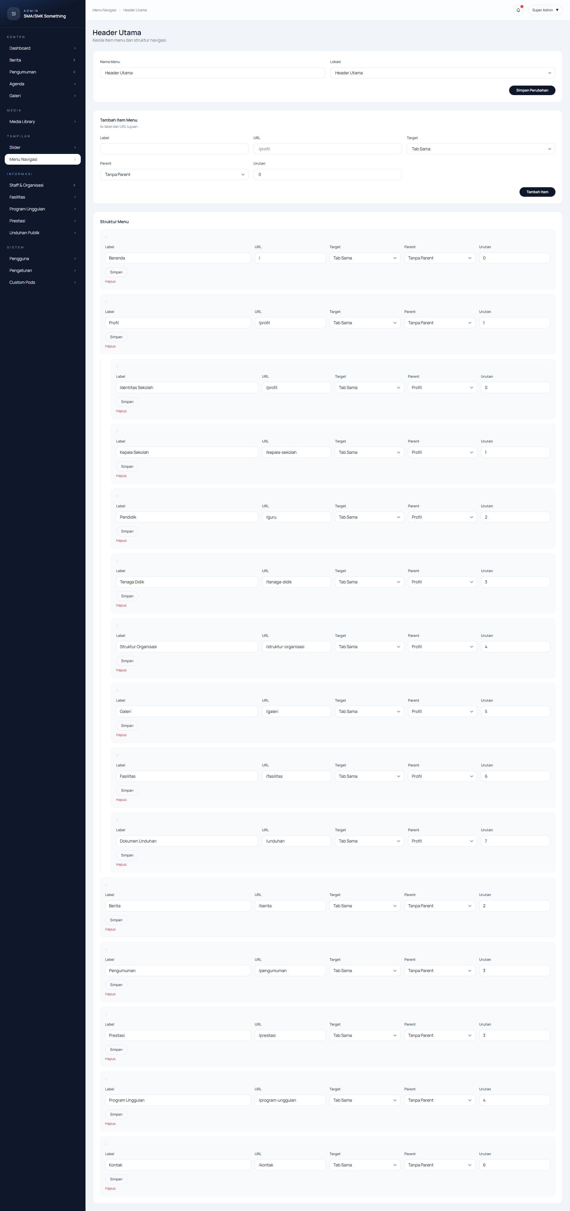 Menu Builder