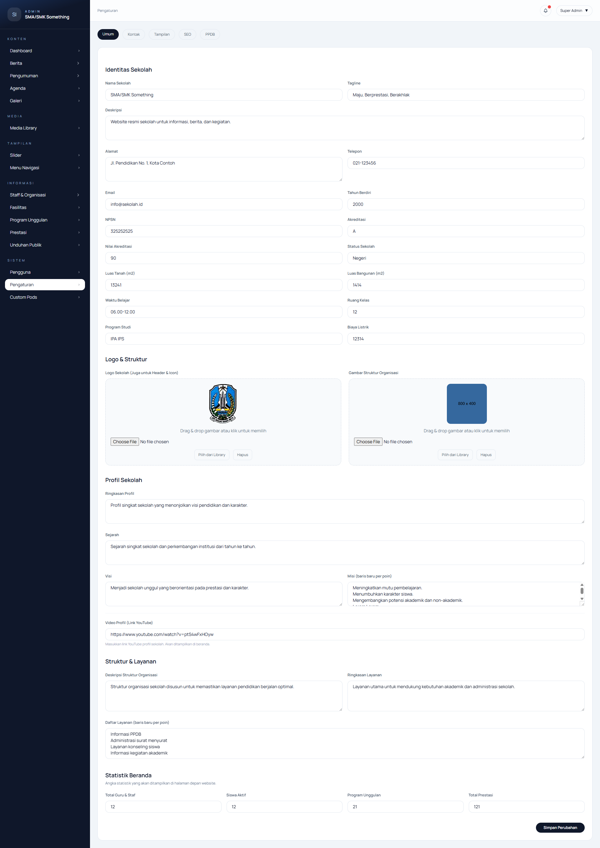 Pengaturan Web
